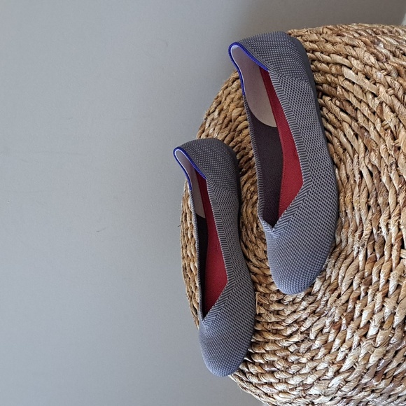 Rothy's Womens The Flat Rounded Toe Gray Knit Comfort Ballet Flats S-10‎ - Picture 2 of 8